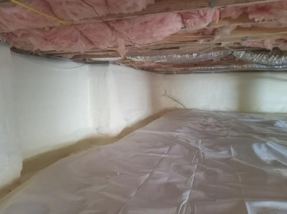 Crawl space encapsulation with closed-cell spray foam for Commercial Roof Restoration in Austintown